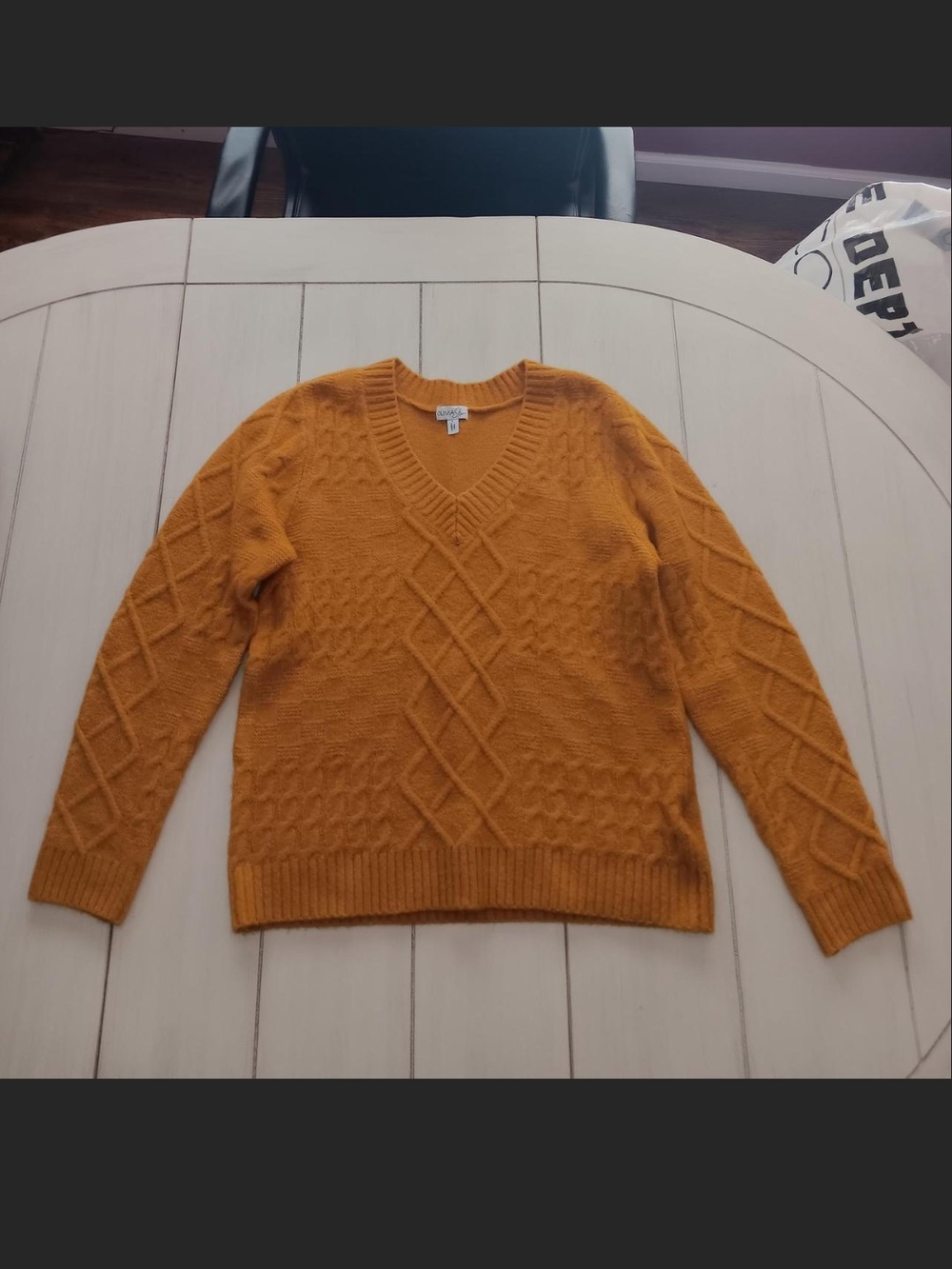 Olivia Sky Mustard V-Neck Knit Sweater
